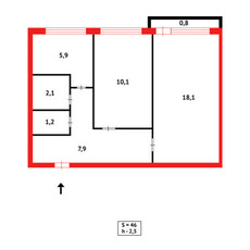 Продажа 2-комнатной квартиры, 47 м, Строителей