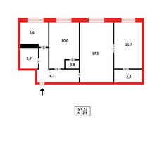 Продажа 3-комнатной квартиры, 56 м, Алиханова