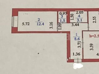 2-комн. квартира , 49.7м² , 1/10 этаж