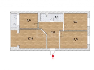 3-комн. квартира , 70м² , 5/6 этаж