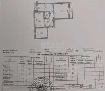 3-комн. квартира , 101.9м² , 1/9 этаж