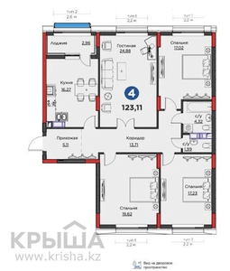 4-комнатная квартира, 123 м², 7/12 этаж, Керей и Жанибек хана 1