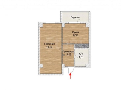 1-комн. квартира , 47м² , 4/7 этаж