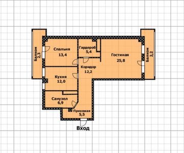 Продажа 2-комнатной квартиры, 86 м, Абая, дом 63