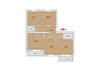 4-комн. квартира , 109м² , 1/9 этаж