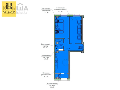 2-комнатная квартира, 68.6 м², 4/10 этаж, Ильяс Омарова 8/1 стр