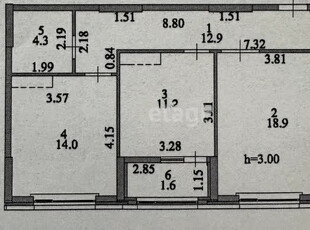 2-комн. квартира , 63м² , 17/18 этаж