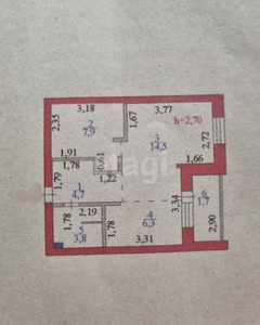 2-комн. квартира , 39м² , 6/12 этаж