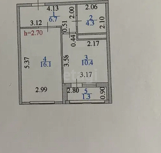 1-комн. квартира , 39м² , 8/12 этаж