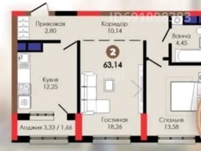 2-комн. квартира , 63.14м² , 2/12 этаж