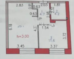 1-комн. квартира , 41.2м² , 3/12 этаж