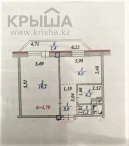 1-комнатная квартира, 39 м², 5/6 этаж, Куляш Байсеитовой