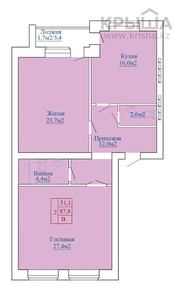 2-комнатная квартира, 87.8 м², мкр. Батыс-2, ​микрорайон Батыс 2