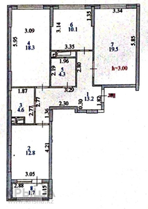 3-комнатная квартира, 84.5 м², 9/16 этаж, E-10