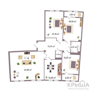 4-комнатная квартира, 141.37 м², 4/7 этаж, ​Мангилик Ел 42