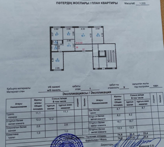 Продажа 4-комнатной квартиры, 75 м, Таттимбета, дом 19