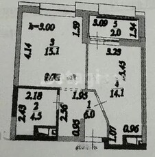 1-комн. квартира , 41.7м² , 8/9 этаж