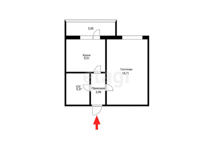 1-комн. квартира , 38.4м² , 5/12 этаж