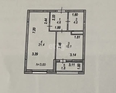 1-комн. квартира , 41.7м² , 12/12 этаж