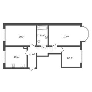 3-комн. квартира , 80м² , 9/9 этаж