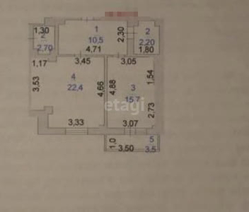 1-комн. квартира , 54.3м² , 8/12 этаж