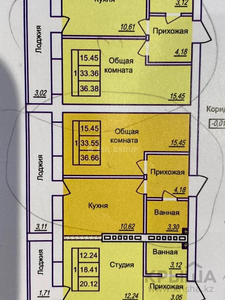 1-комнатная квартира, 36.66 м², 3/9 этаж, Байтурсынова 39