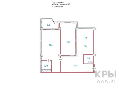 3-комнатная квартира, 113.1 м², мкр. Туран 2415А