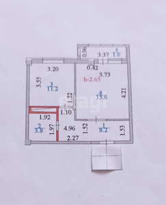 1-комн. квартира , 41м² , 9/9 этаж