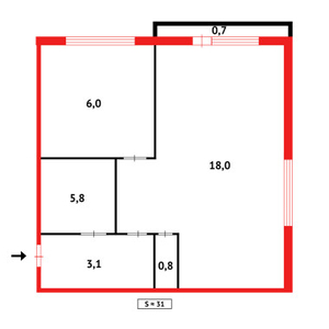 Продажа 1-комнатной квартиры, 31 м, Кузембаева