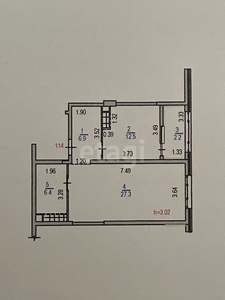 1-комн. квартира , 55м² , 18/19 этаж