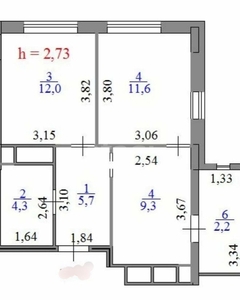 2-комн. квартира , 45.2м² , 4/9 этаж