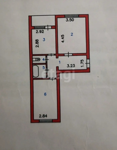 2-комн. квартира , 51.3м² , 5/5 этаж