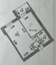 1-комн. квартира , 44м² , 6/12 этаж