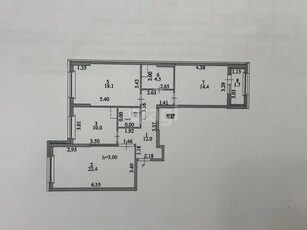 3-комн. квартира , 85.6м² , 10/18 этаж