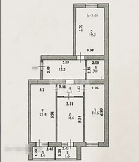 3-комн. квартира , 97.7м² , 1/12 этаж