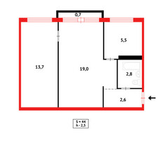 Продажа 2-комнатной квартиры, 45 м, Ержанова, дом 41