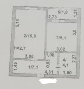 1-комн. квартира , 38.7м² , 8/9 этаж