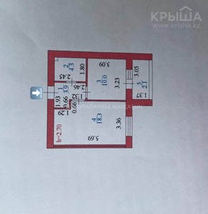 1-комнатная квартира, 39 м², 2/12 этаж, Кабанбай батыра 59 — Хусейн бен Талала