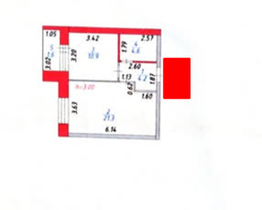 1-комн. квартира , 42.6м² , 4/10 этаж