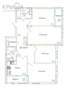 4-комнатная квартира, 115.12 м², 4/15 этаж, Байтурсынова — Жургенова