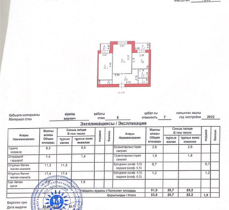 Продажа 2-комнатной квартиры, 55 м, Сыганак, дом 18