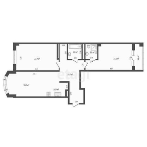 3-комн. квартира , 104м² , 11/18 этаж