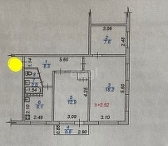 3-комн. квартира , 57м² , 5/5 этаж