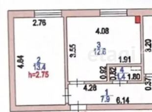 2-комн. квартира , 49.9м² , 3/3 этаж