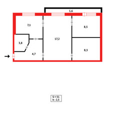 Продажа 3-комнатной квартиры, 52 м, Карбышева