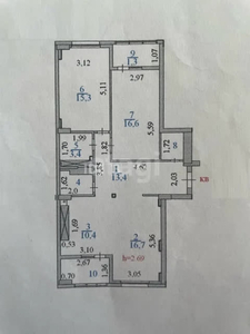 3-комн. квартира , 85м² , 14/14 этаж