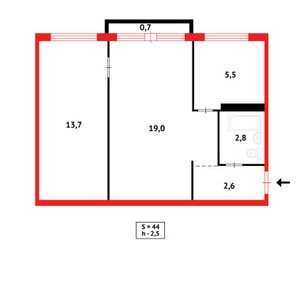 Продажа 2-комнатной квартиры, 45 м, Ержанова