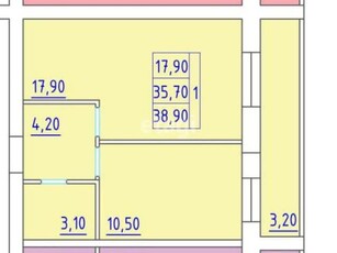 1-комн. квартира , 39м² , 8/9 этаж