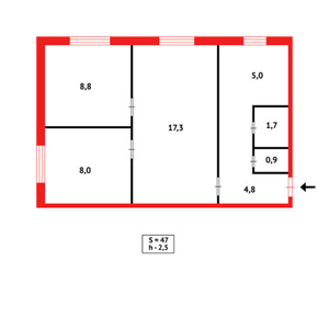 Продажа 3-комнатной квартиры, 47 м, 15 мкр-н