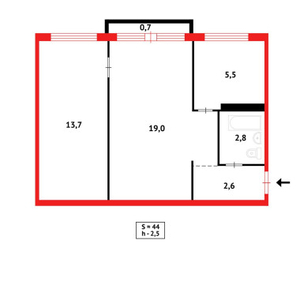 Продажа 2-комнатной квартиры, 48 м, Ержанова, дом 45